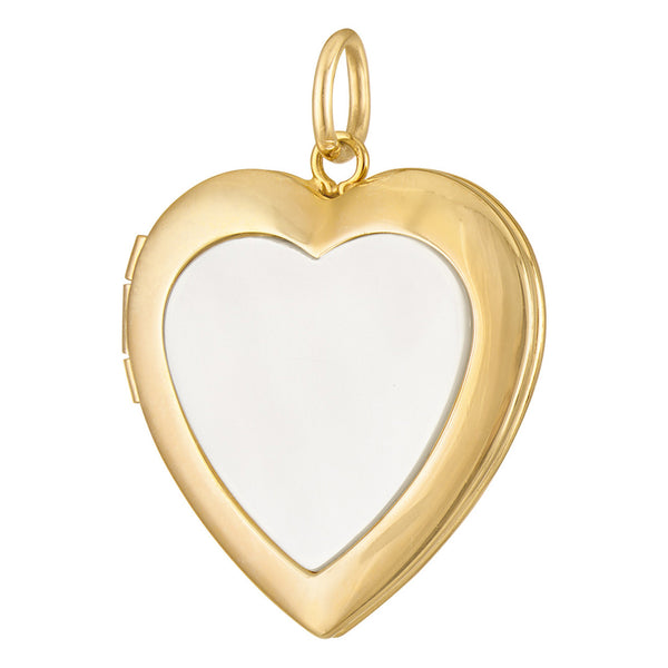 Mother of Pearl Heart Locket 14K Gold Charm