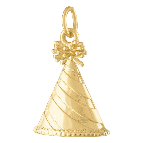 Party Hat Engravable 14K Gold Charm