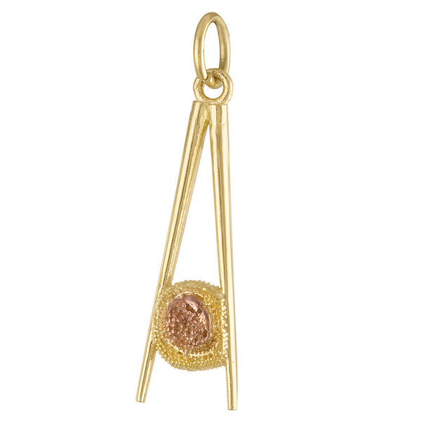 Sushi in Chopsticks 14k Gold Charm