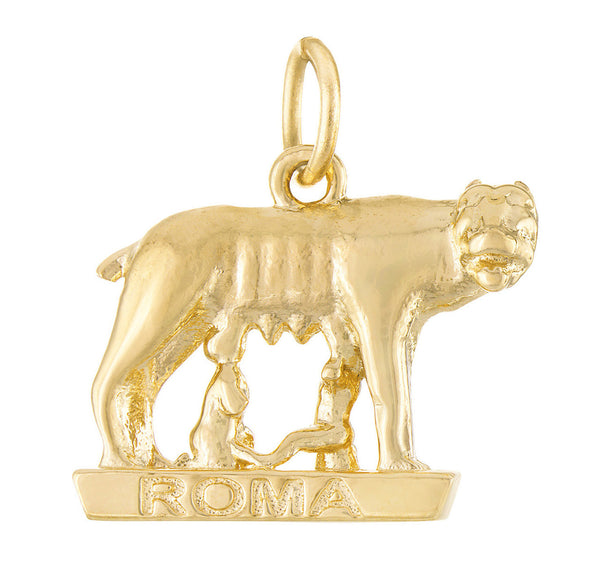 Romulus and Remus 14K Gold Charm