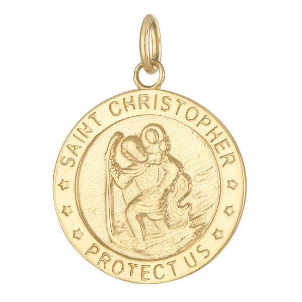 Saint Christopher Engravable 14K Gold Charm