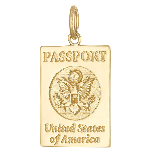 United States Passport Engravable 14K Gold Charm