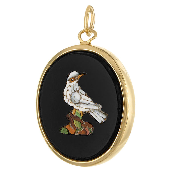 Vintage Pietra Dura Dove 14k Gold Charm