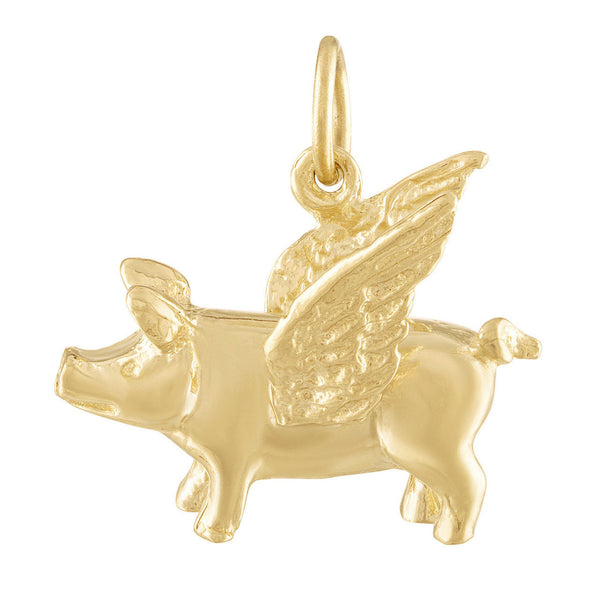 Flying Pig 14K Gold Charm