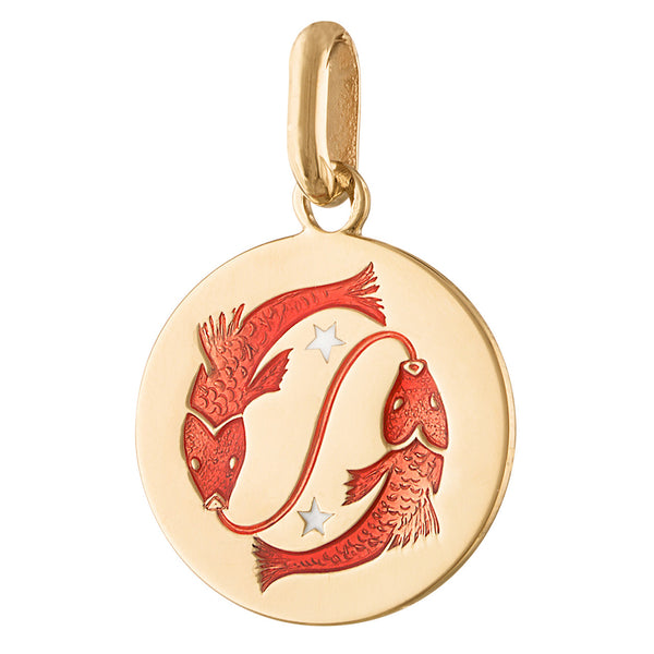 Pisces Enamel Zodiac 14K Gold Charm