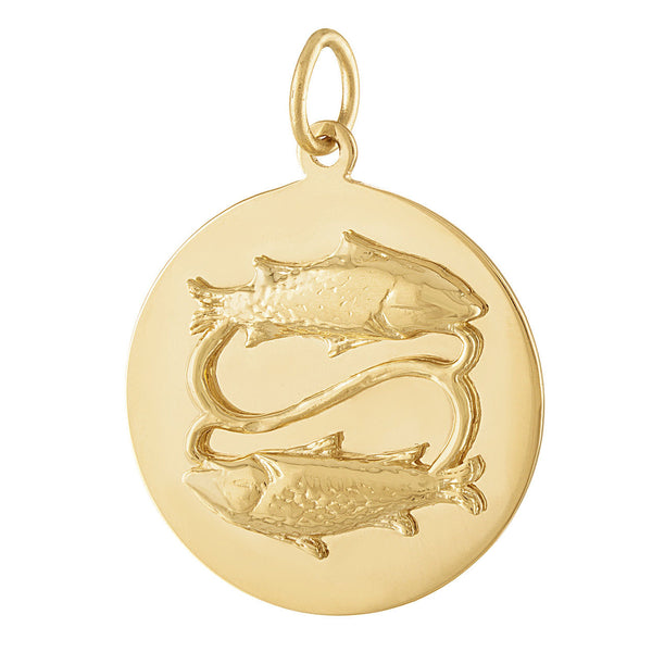 Pisces Engravable Zodiac 14k Gold Charm