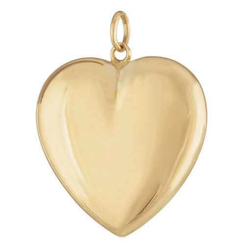 Larger Engravable Puffy Heart 14k Gold Charm