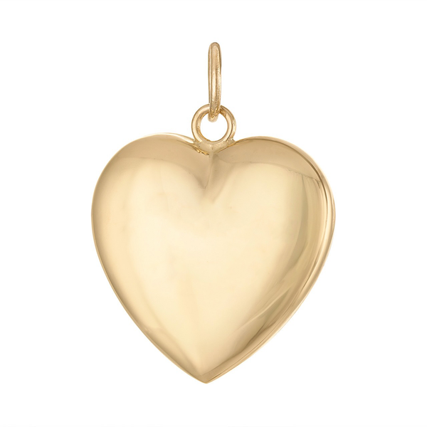 Engravable Puffy Heart 14K Gold Charm
