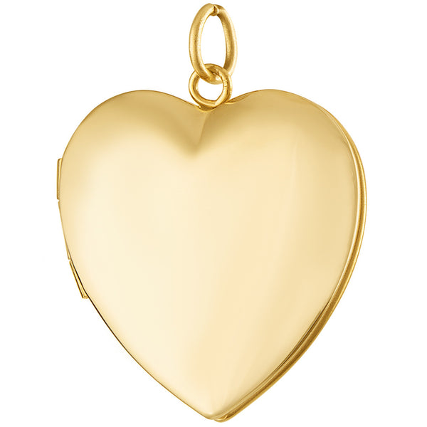 Larger Engravable Heart Locket 14K Gold Charm