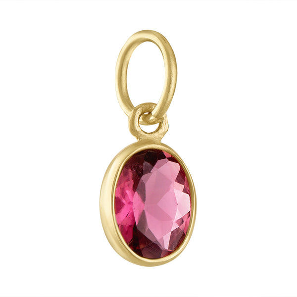 October Pink Tourmaline Birthstone 14K Gold Charm