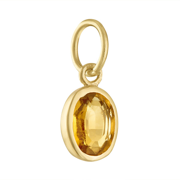 November Citrine Birthstone 14K Gold Charm