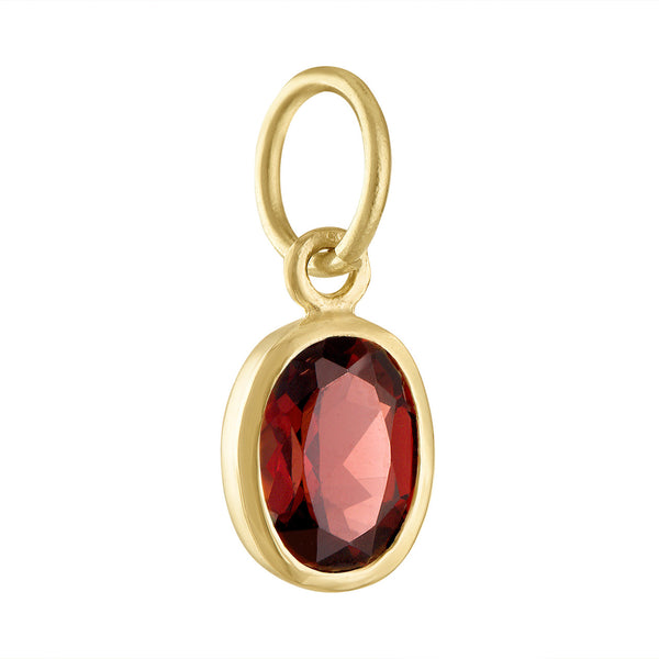 January Garnet Birthstone 14K Gold Charm