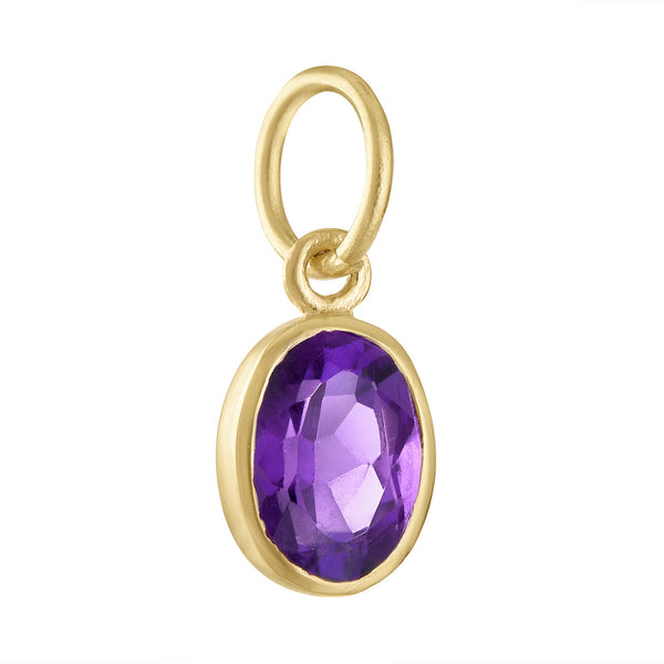 February Amethyst Birthstone 14K Gold Charm