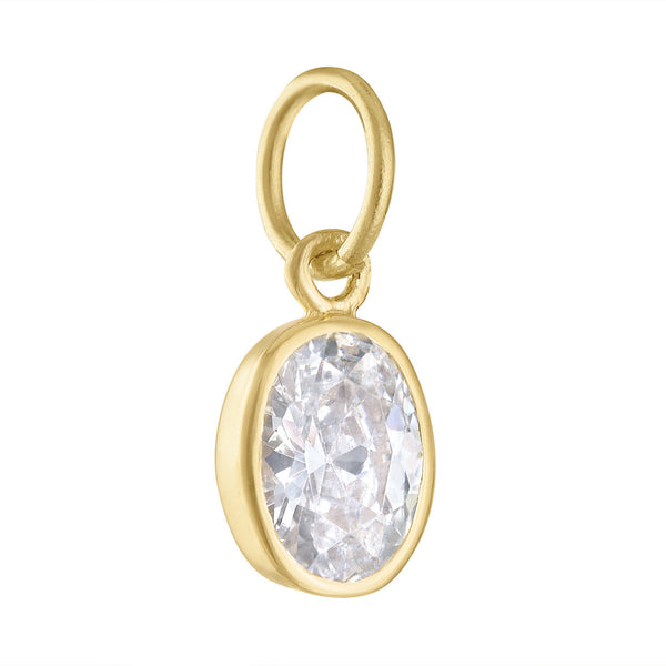 April Cubic Zirconia Birthstone 14K Gold Charm