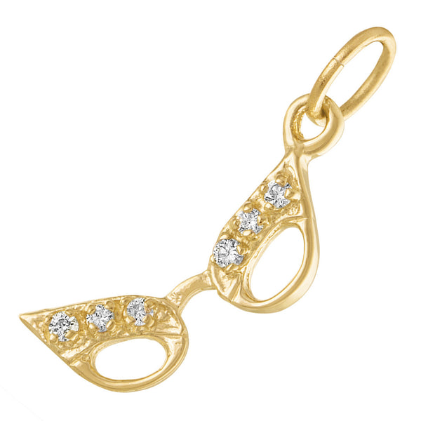 Diamond Cat Eye Glasses 14K Gold Charm