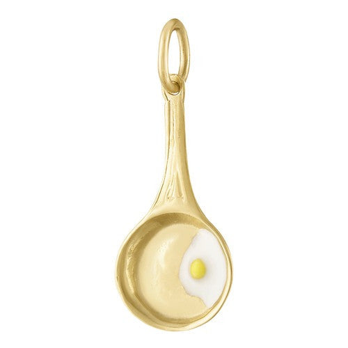 Enamel Frying Pan with Egg 14k Gold Charm