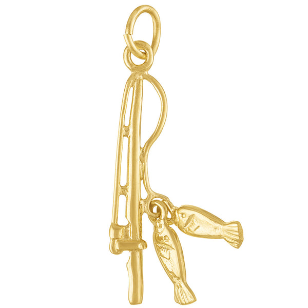 Fishing Rod 14K Gold Charm