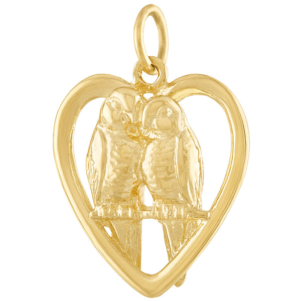 Heart Lovebirds 14K Gold Charm