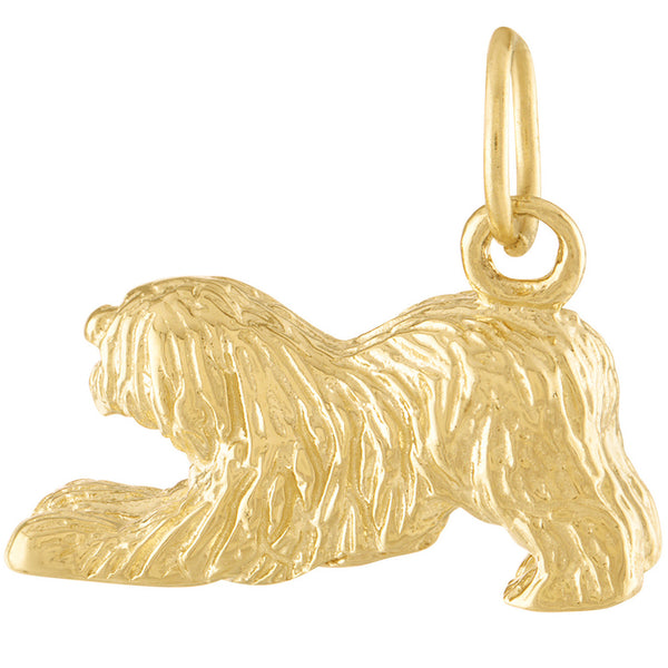 Shaggy Playful Puppy 14K Gold Charm
