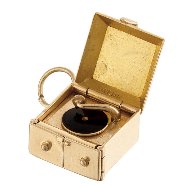 Vintage Classic Record Player 14k Gold Charm