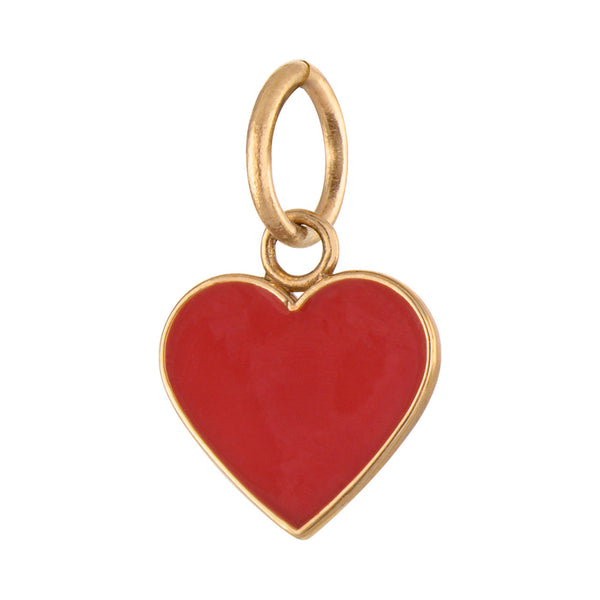 Enamel Red Heart Mini 14K Gold Charm