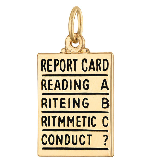 Vintage Report Card 14K Gold Charm