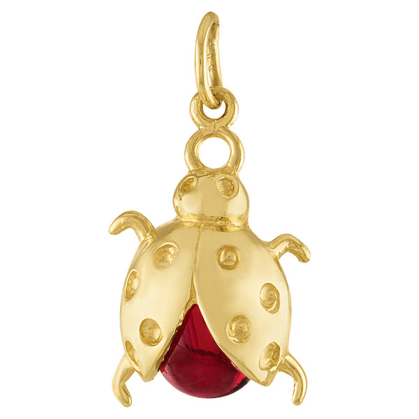 Ladybug With Garnet 14K Gold Charm