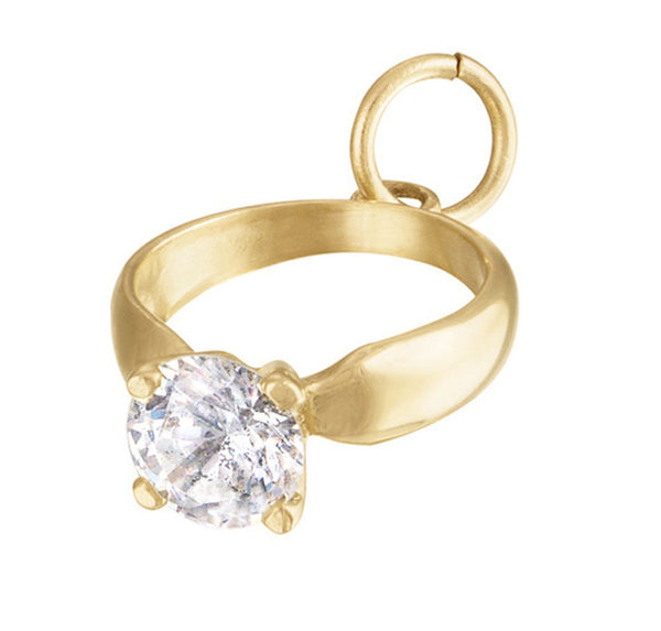 Engagement Ring 14K Gold Charm