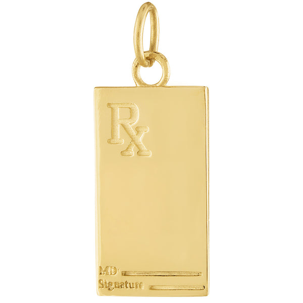 Engravable Prescription Pad 14K Gold Charm