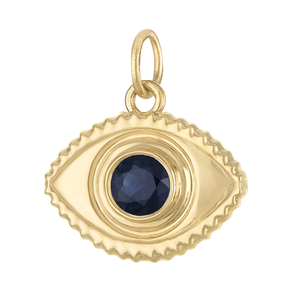 Sapphire Evil Eye 14k Gold Charm