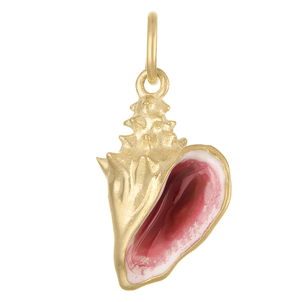 Enamel Conch Shell 14k Gold Charm