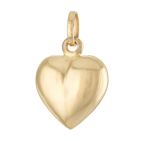 Engravable Small Puffy Heart 14K Gold Charm
