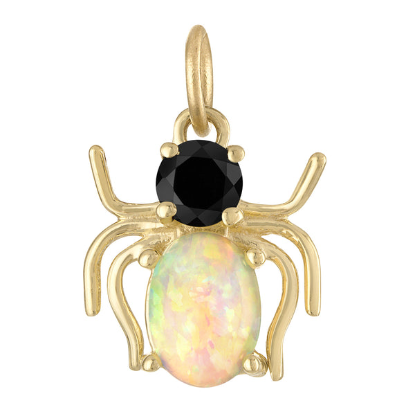 Gem Set Spider 14K Gold Charm