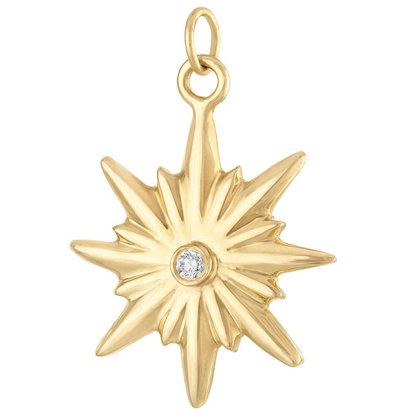 Vintage Diamond Starburst 14k Gold Charm