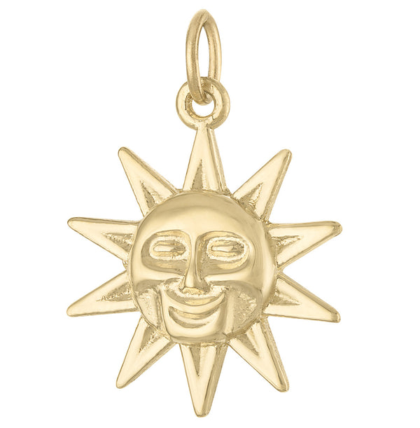Shining Sun Engravable 14K Gold Charm