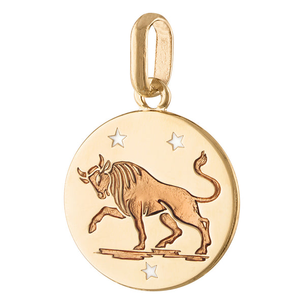 Taurus Enamel Zodiac 14k Gold Charm