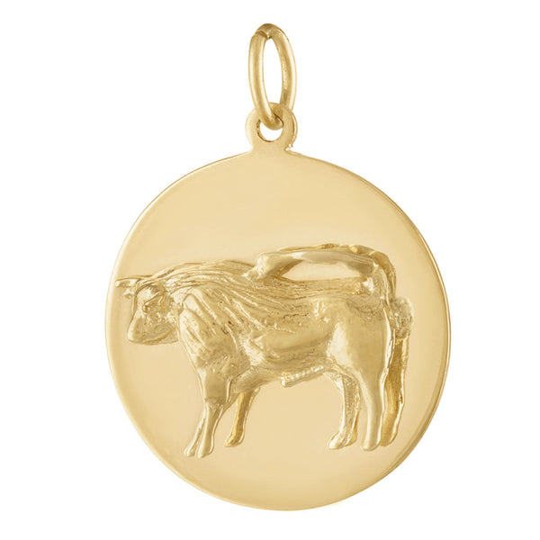 Taurus Engravable Zodiac 14k Gold Charm