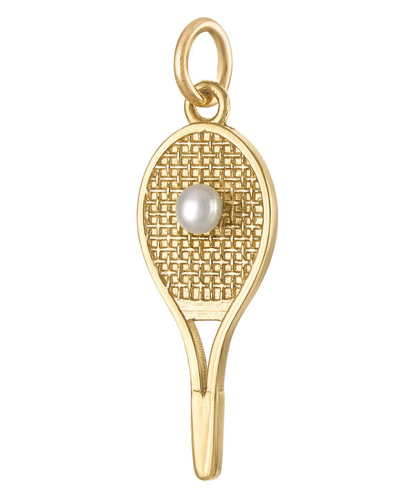 Tennis Racquet with Pearl 14K Gold Charm