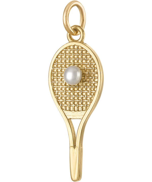 Tennis Racquet with Pearl 14K Gold Charm