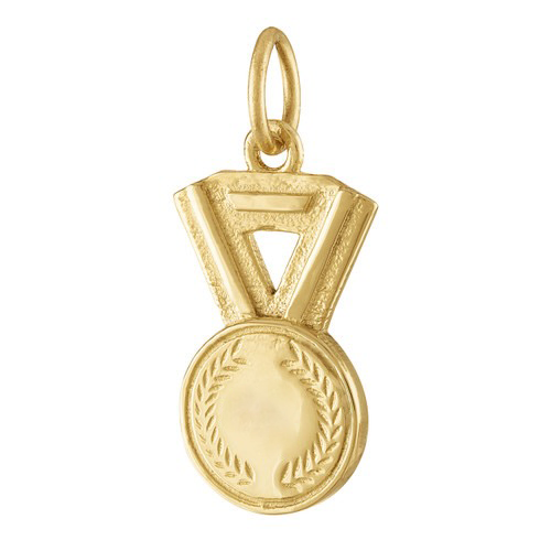 Gold Medal Engravable 14K Gold Charm