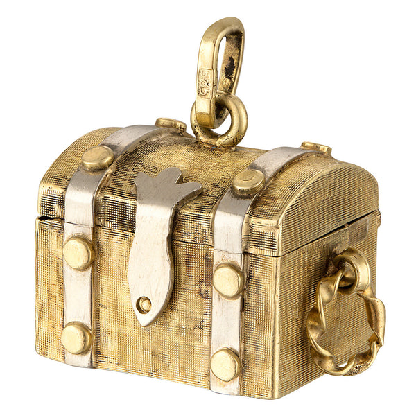 Vintage Movable Gem Treasure Chest 14K Gold Charm