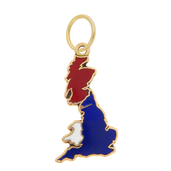 Vintage Map Of Great Britain 9k Gold Charm