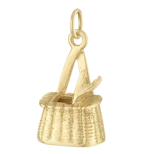 Vintage Fishing Creel 14k Gold Charm