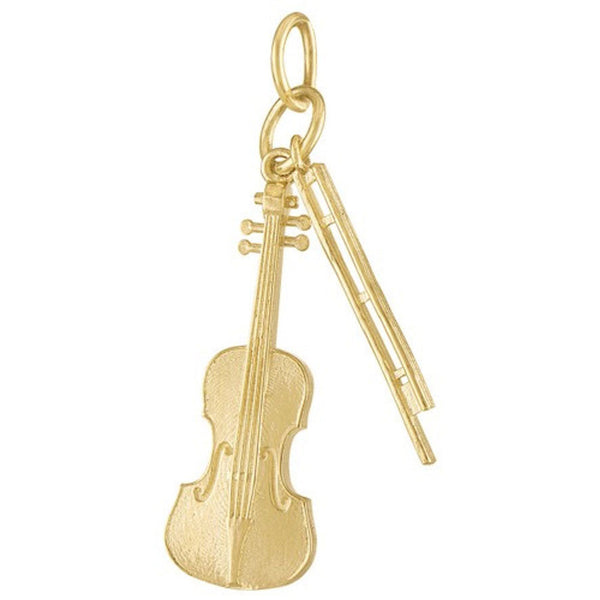 Violin & Bow 14K Gold Charm