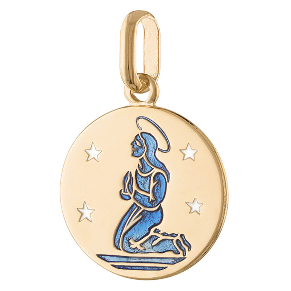 Virgo Enamel Zodiac 14K Gold Charm