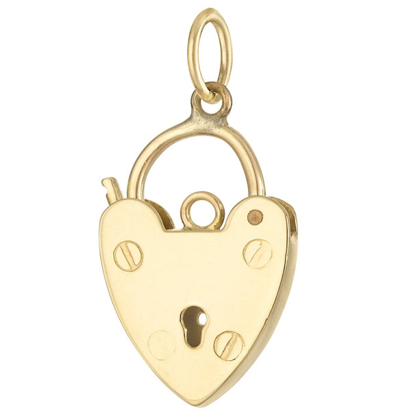 Vintage Heart Lock Clasp 9k Gold Charm