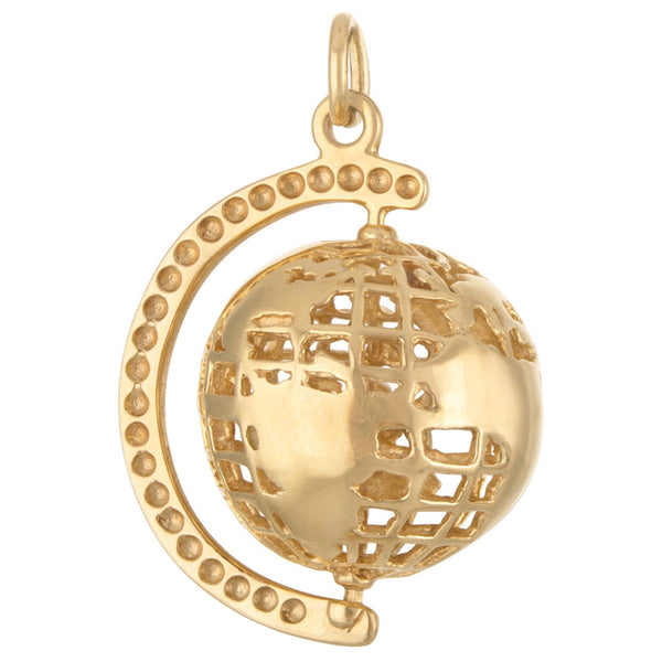 Vintage Larger Movable Globe 14k Gold Charm