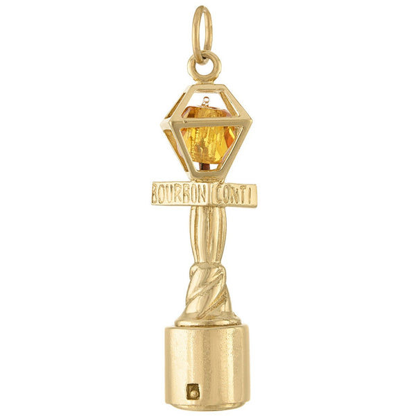 Vintage New Orleans Lamppost 14k Gold Charm