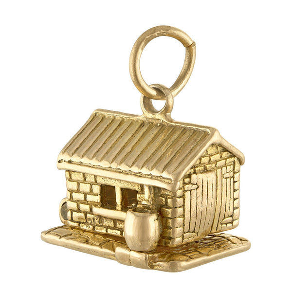 Vintage Movable Garage with Car 14k Gold Charm