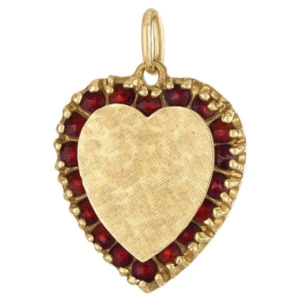 Vintage Lucien Piccard Garnet Heart 14k Gold Charm